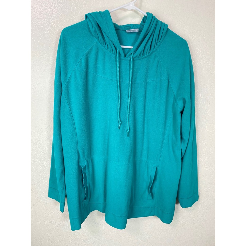 Columbia Teal Blue Womens‎ Plus Size 2X Fleece Hoodie Pullover Long Sleeve